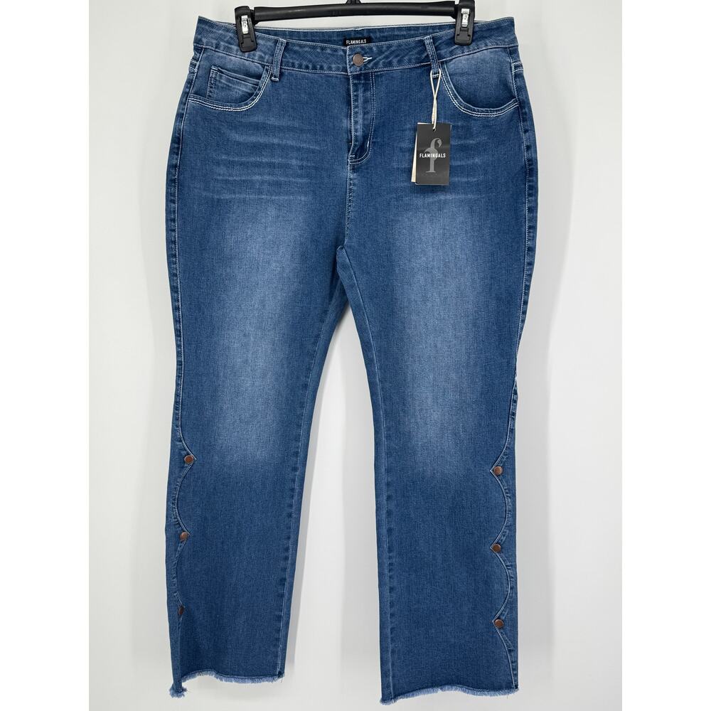 Flamingals Scallop Side Button Crop Jeans 3XL Plus 16/18 NWT